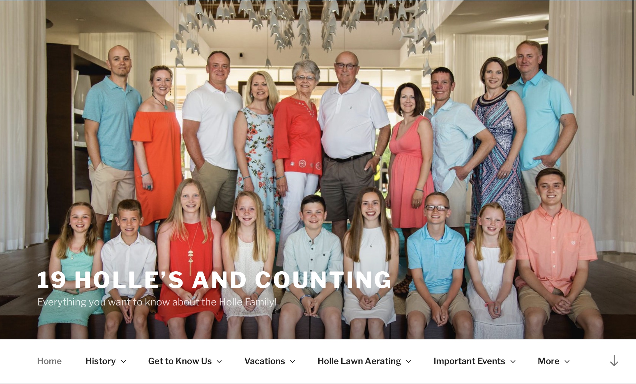 An screenshot of the homepage of my website all about the Holle family!