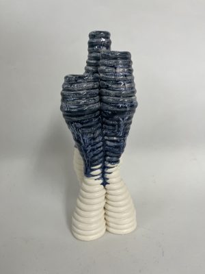 An image of a blue and white coiled sculpture.
